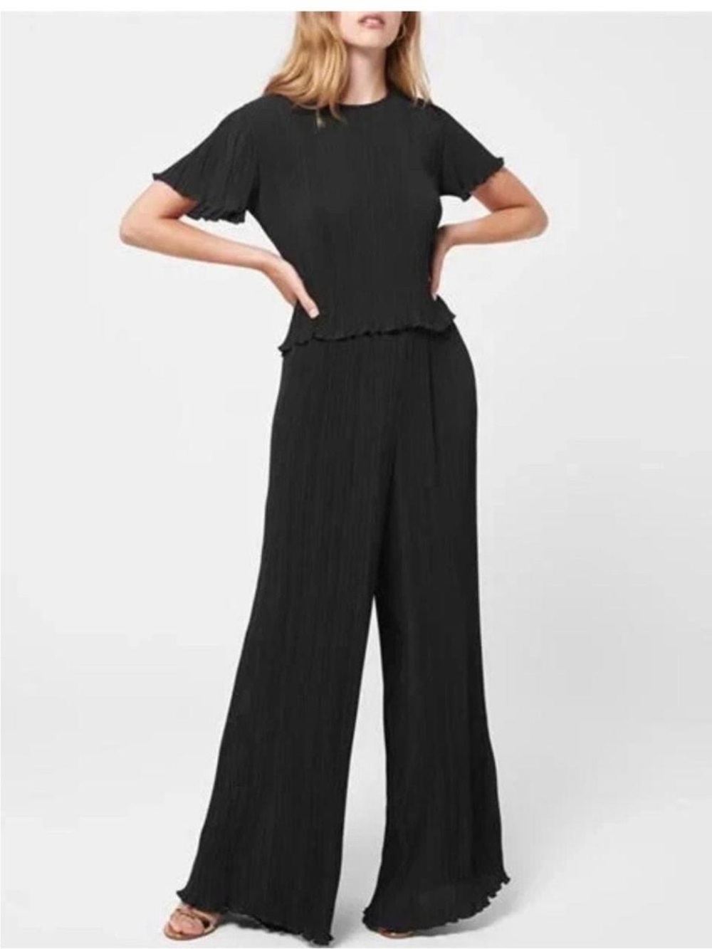 The Good American Plisse Wide Leg Pants